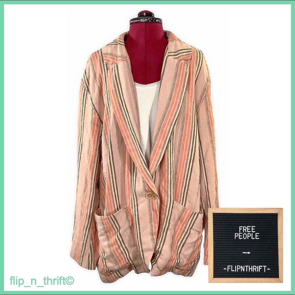 🏷NWT 🌸FREE PEOPLE Simply Stripe Blazer